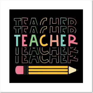 Teacher Appreciation , Colorful Teacher , School Staff Gift Idea Posters and Art